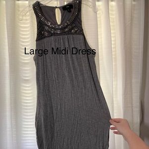 Express Grey Stretchy Midi Dress-Large